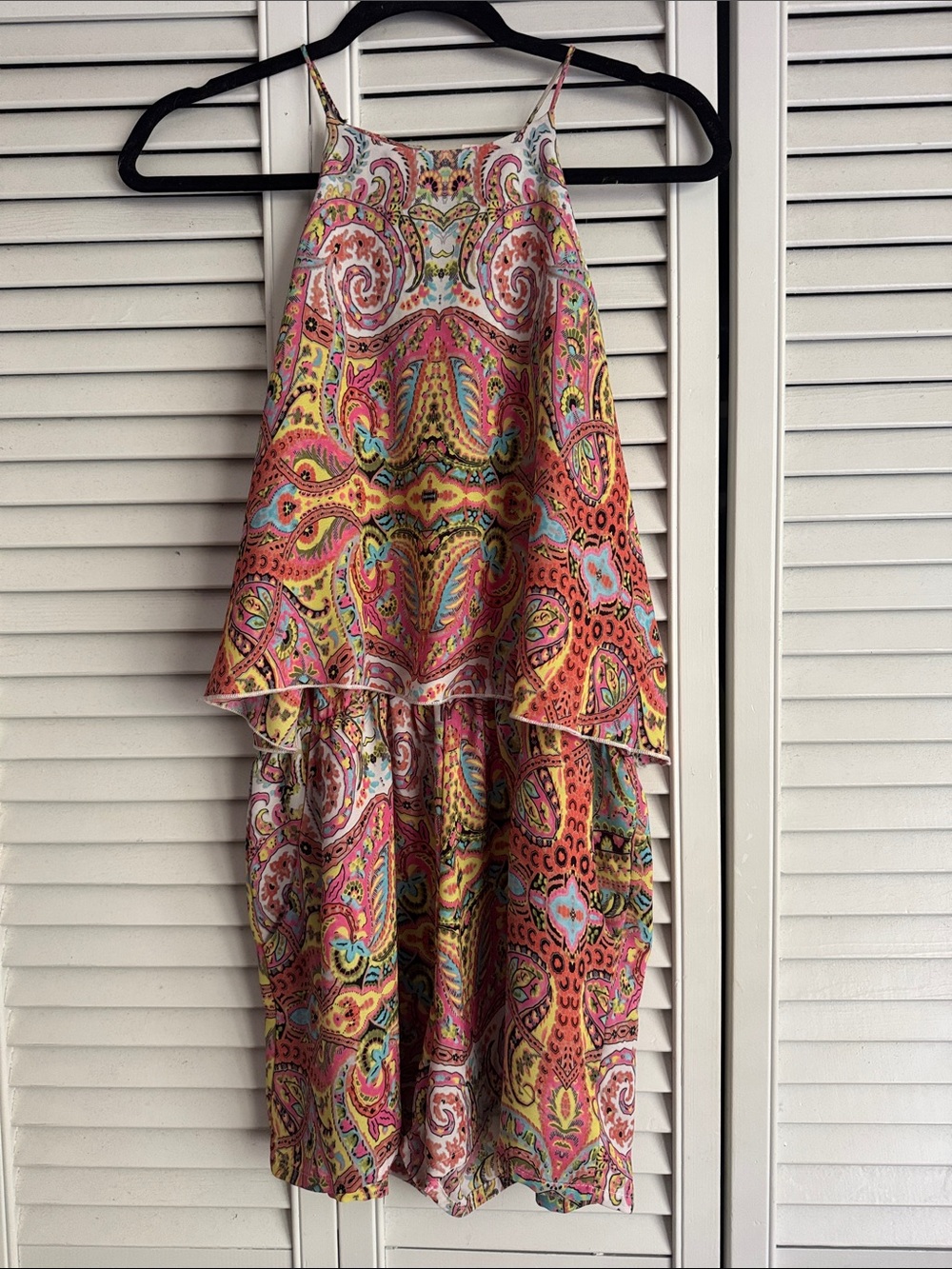 Tyche Multicolor Paisley Tiered Sleeveless Jumpsuit in Pink, Yellow and Blue
